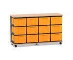 Flexeo Fahrbares Containersystem mit Ablage, 12 große Boxen Buche hell, gelb (Zoom)