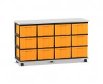 Flexeo Fahrbares Containersystem mit Ablage, 12 große Boxen grau, gelb (Zoom)