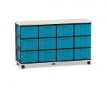 Flexeo Fahrbares Containersystem mit Ablage, 12 große Boxen weiß, blau (Zoom)