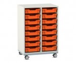 Flexeo Regal PRO, Stahlrahmen, 2 Reihen, 16 Boxen Gr. S weiß, orange (Zoom)