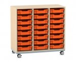 Flexeo Regal PRO, Stahlrahmen, 3 Reihen, 24 Boxen Gr. S Ahorn honig, orange (Zoom)