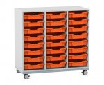 Flexeo Regal PRO, Stahlrahmen, 3 Reihen, 24 Boxen Gr. S grau, orange (Zoom)