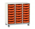 Flexeo Regal PRO, Stahlrahmen, 3 Reihen, 24 Boxen Gr. S weiß, orange (Zoom)