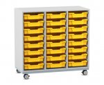Flexeo Regal PRO, Stahlrahmen, 3 Reihen, 24 Boxen Gr. S grau, gelb (Zoom)