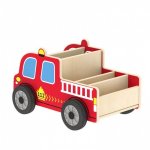 Wisdom Bücherauto Feuerwehr hinten: 4 große Fächer zur Aufbewahrung von Büchern oder Spielsachen (Zoom)