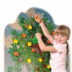 Erzi Kletterwand Apfelbaum 0 bunte Äpfel zum Pflücken (Klettbandbefestigung) als Kletteranreiz (Zoom)