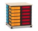 Flexeo Fahrbares Containersystem mit Ablage, 24 kleine Boxen
