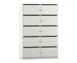 Flexeo Schließfachschrank, 10 Fächer mit Briefschlitzen, Breite 126,4 cm weiß geschlossen (Zoom)