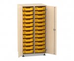Flexeo Schrank PRO, 2 Reihen, 24 Boxen Gr. S, 2 Türen Ahorn honig, Boxen gelb (Zoom)