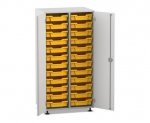 Flexeo Schrank PRO, 2 Reihen, 24 Boxen Gr. S, 2 Türen grau, Boxen gelb (Zoom)