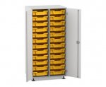 Flexeo Schrank PRO, 2 Reihen, 24 Boxen Gr. S, 2 Türen grau, Boxen gelb (Zoom)