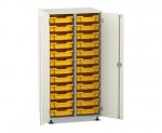 Flexeo Schrank PRO, 2 Reihen, 24 Boxen Gr. S, 2 Türen weiß, Boxen gelb (Zoom)