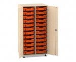 Flexeo Schrank PRO, 2 Reihen, 24 Boxen Gr. S, 2 Türen Ahorn honig, Boxen orange (Zoom)
