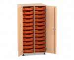 Flexeo Schrank PRO, 2 Reihen, 24 Boxen Gr. S, 2 Türen Buche hell, Boxen orange (Zoom)