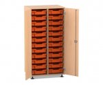 Flexeo Schrank PRO, 2 Reihen, 24 Boxen Gr. S, 2 Türen Buche hell, Boxen orange (Zoom)