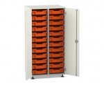 Flexeo Schrank PRO, 2 Reihen, 24 Boxen Gr. S, 2 Türen weiß, Boxen orange (Zoom)