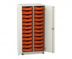 Flexeo Schrank PRO, 2 Reihen, 24 Boxen Gr. S, 2 Türen weiß, Boxen orange (Zoom)