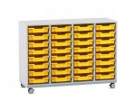 Flexeo Regal PRO, Stahlrahmen, 4 Reihen, 32 Boxen Gr. S grau, Boxen gelb (Zoom)