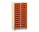 Flexeo Regal PRO, 2 Reihen, 24 Boxen Gr. S Ahorn honig, Boxen orange (Zoom)