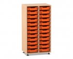 Flexeo Regal PRO, 2 Reihen, 24 Boxen Gr. S Buche hell, Boxen orange (Zoom)