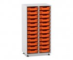 Flexeo Regal PRO, 2 Reihen, 24 Boxen Gr. S grau, Boxen orange (Zoom)