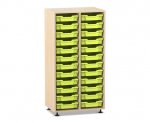 Flexeo Regal PRO, 2 Reihen, 24 Boxen Gr. S Ahorn honig, Boxen hellgrün (Zoom)