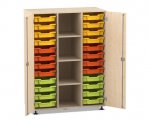 Flexeo Regalschrank PRO, 3 Reihen, 24 Boxen Gr. S, 4 Fcher mittig, 2 Tren