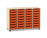 Flexeo Regal PRO, 4 Reihen, 32 Boxen Gr. S Ahorn honig, Boxen orange (Zoom)