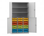 Flexeo Halbtürenschrank PRO, 3 Reihen, 24 Boxen Gr. S, 3 Fächer, 4 Halbtüren  (Zoom)