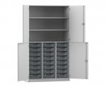 Flexeo Halbtürenschrank PRO, 3 Reihen, 24 Boxen Gr. S, 3 Fächer, 4 Halbtüren  (Zoom)