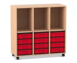 Flexeo Regal, 3 Reihen, 12 kleine Boxen, 3 Fächer oben  (Zoom)