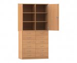 Flexeo Schrank, 12 kleine Schubladen, 6 Fächer, Mittelwand, 2 Türen  (Zoom)