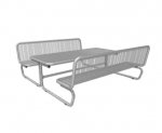 Betzold Sitzgruppe, Tischplatte + Sitzbänke aus Drahtgitter mit Rückenlehne (Zoom)