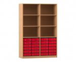 Flexeo Regal, 4 Reihen, 24 kleine Boxen, 6 Fächer oben  (Zoom)