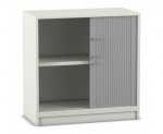 Flexeo Rollladen-Schrank, 2 Fächer = 2 Ordnerhöhen Schließart: Bügelgriff eckig mit Schloss (Zoom)