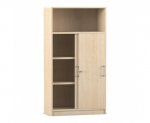 Flexeo Kombi-Schrank, unten Schiebetren, oben 1 Fach = 4 Ordnerhhen