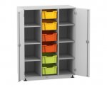 Flexeo Regalschrank PRO, 3 Reihen, 6 Boxen Gr. M, 8 Fächer, 2 Türen  (Zoom)