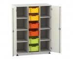 Flexeo Regalschrank PRO, 3 Reihen, 6 Boxen Gr. M, 8 Fächer, 2 Türen  (Zoom)