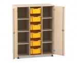 Flexeo Regalschrank PRO, 3 Reihen, 6 Boxen Gr. M, 8 Fächer, 2 Türen  (Zoom)