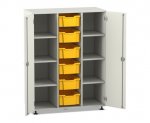 Flexeo Regalschrank PRO, 3 Reihen, 6 Boxen Gr. M, 8 Fächer, 2 Türen  (Zoom)