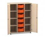 Flexeo Regalschrank PRO, 3 Reihen, 6 Boxen Gr. M, 8 Fächer, 2 Türen  (Zoom)
