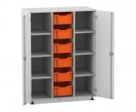 Flexeo Regalschrank PRO, 3 Reihen, 6 Boxen Gr. M, 8 Fächer, 2 Türen  (Zoom)
