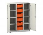 Flexeo Regalschrank PRO, 3 Reihen, 6 Boxen Gr. M, 8 Fächer, 2 Türen  (Zoom)
