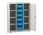 Flexeo Regalschrank PRO, 3 Reihen, 6 Boxen Gr. M, 8 Fächer, 2 Türen  (Zoom)