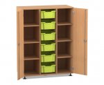 Flexeo Regalschrank PRO, 3 Reihen, 6 Boxen Gr. M, 8 Fächer, 2 Türen  (Zoom)