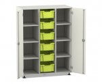 Flexeo Regalschrank PRO, 3 Reihen, 6 Boxen Gr. M, 8 Fächer, 2 Türen  (Zoom)