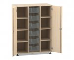 Flexeo Regalschrank PRO, 3 Reihen, 6 Boxen Gr. M, 8 Fächer, 2 Türen  (Zoom)