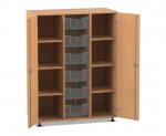 Flexeo Regalschrank PRO, 3 Reihen, 6 Boxen Gr. M, 8 Fächer, 2 Türen  (Zoom)