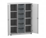 Flexeo Regalschrank PRO, 3 Reihen, 6 Boxen Gr. M, 8 Fächer, 2 Türen  (Zoom)