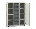 Flexeo Regalschrank PRO, 3 Reihen, 6 Boxen Gr. M, 8 Fächer, 2 Türen  (Zoom)
